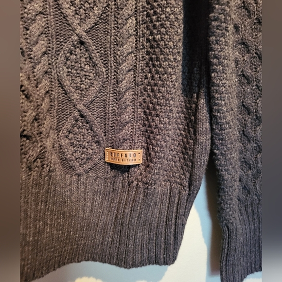 NEW Buffalo Men's Cable Knit Sweater - Gray, Size Small - Picture 5 of 6